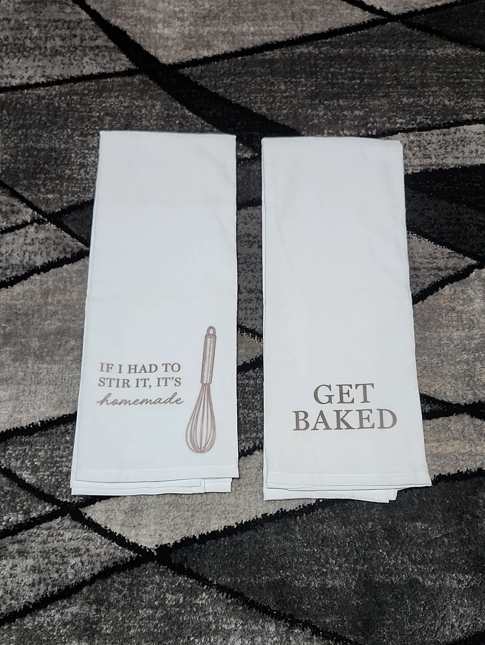ROYALE LINENS HUMORUS EXTRA LARGE SET-OF-2 WHITE COTTON TEA TOWELS